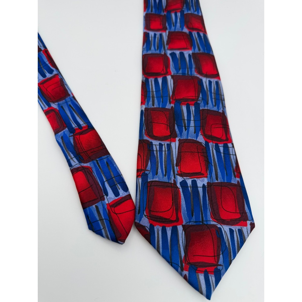 J. Garcia Mens Silk Tie Collection 57 Tennis Shoe Escape Red Blue Abstract‎ Art
